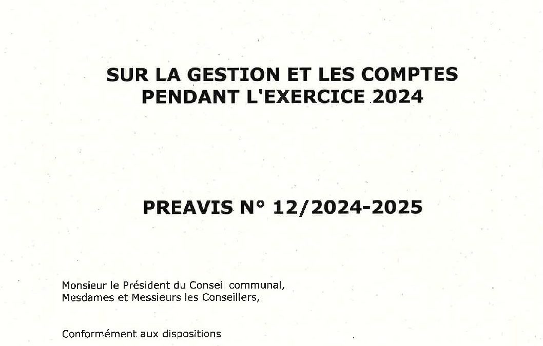 Préavis n° 12/2024-2025 sur la gestion et les comptes pendant l’exercice 2024
